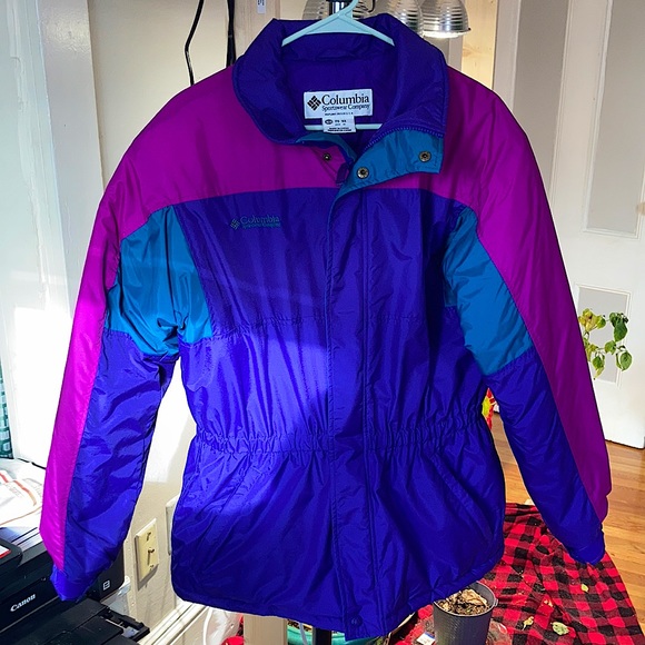 Columbia Jackets & Blazers - Vintage Columbia Color Block Winter Coat, EXCELLENT CONDITION! ❄️💙💜💚
